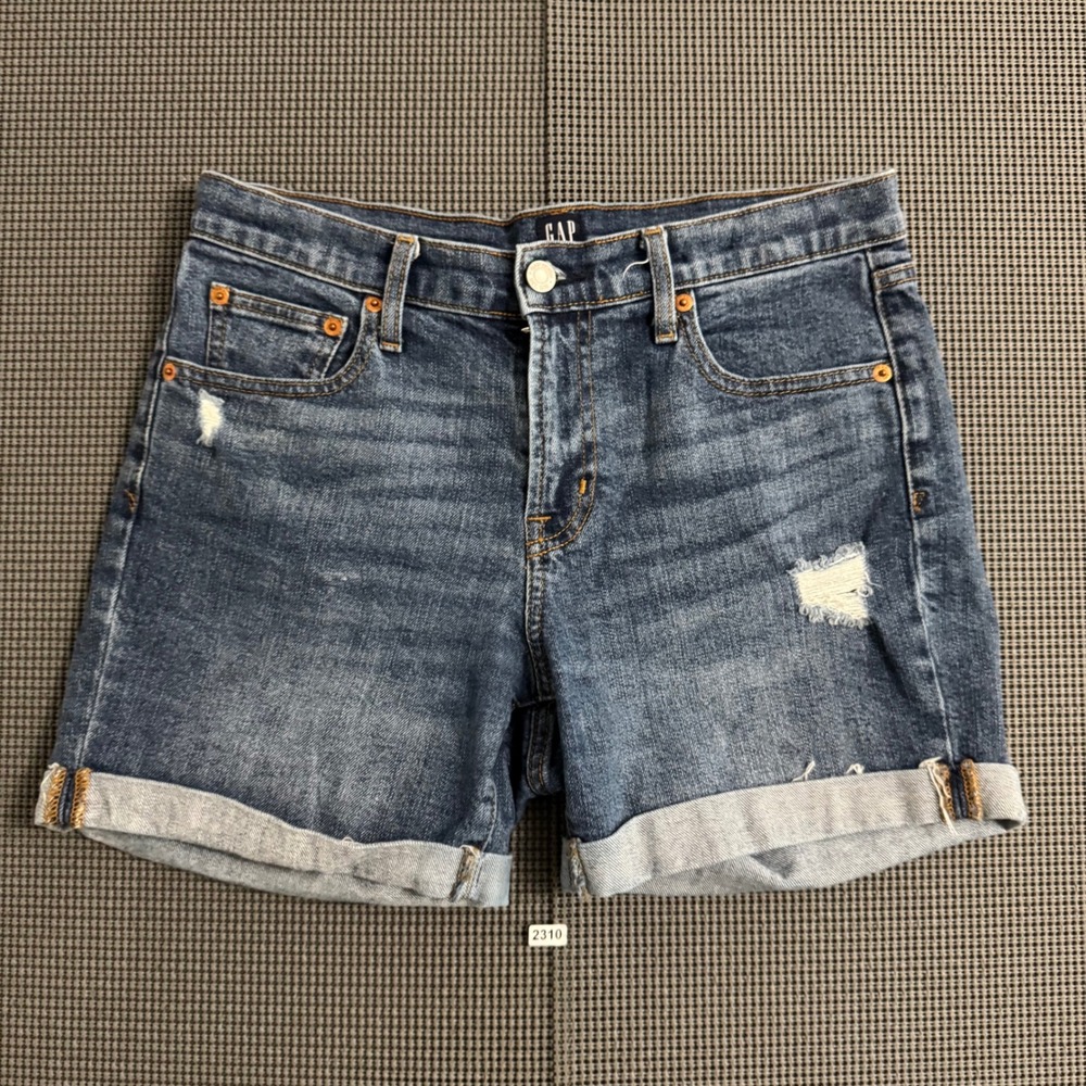Gap Denim Womens Size 27 Medium Wash Distressed Cuffed Jean Shorts